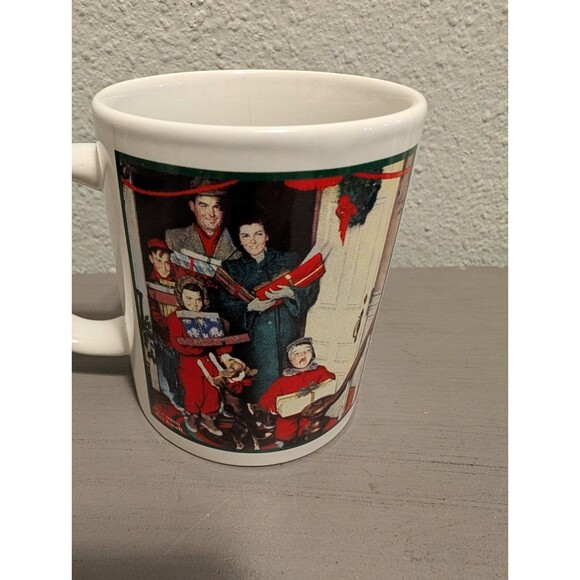 Norman Rockwell Designer Studio Christmas Mug Coffee Cup 1990s Window Scene - Picture 5 of 10